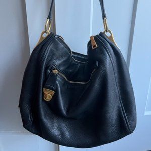 Black Marbled Leather Prada Shoulder Bag
